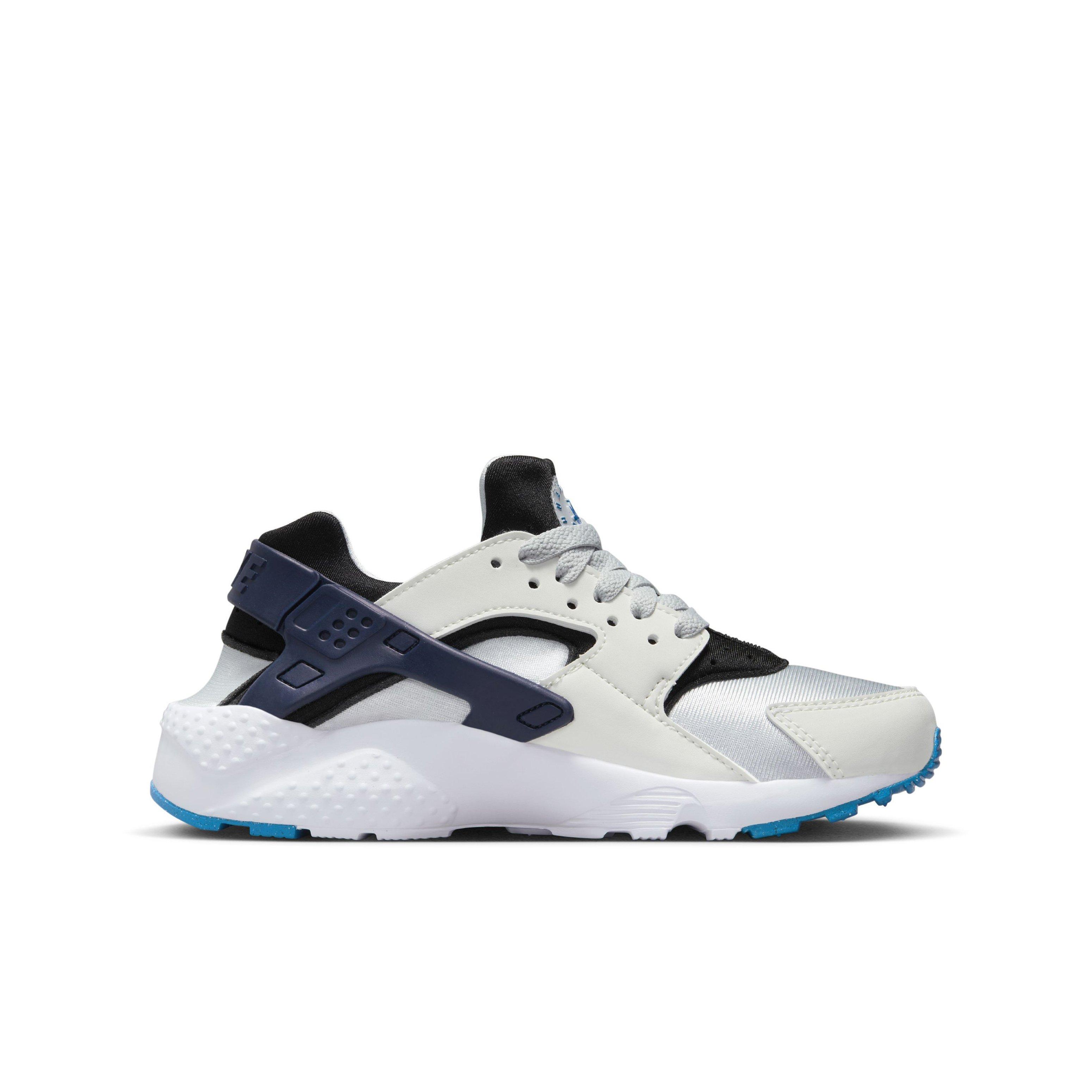 Nike Huarache Run Summit White Pure Platinum Black Deep Royal Blue Grade School Boys Shoe Hibbett